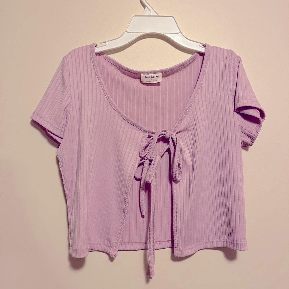 Trendy Pink 2 Front Tie Bow Cardigan. FREE SHIPPING!